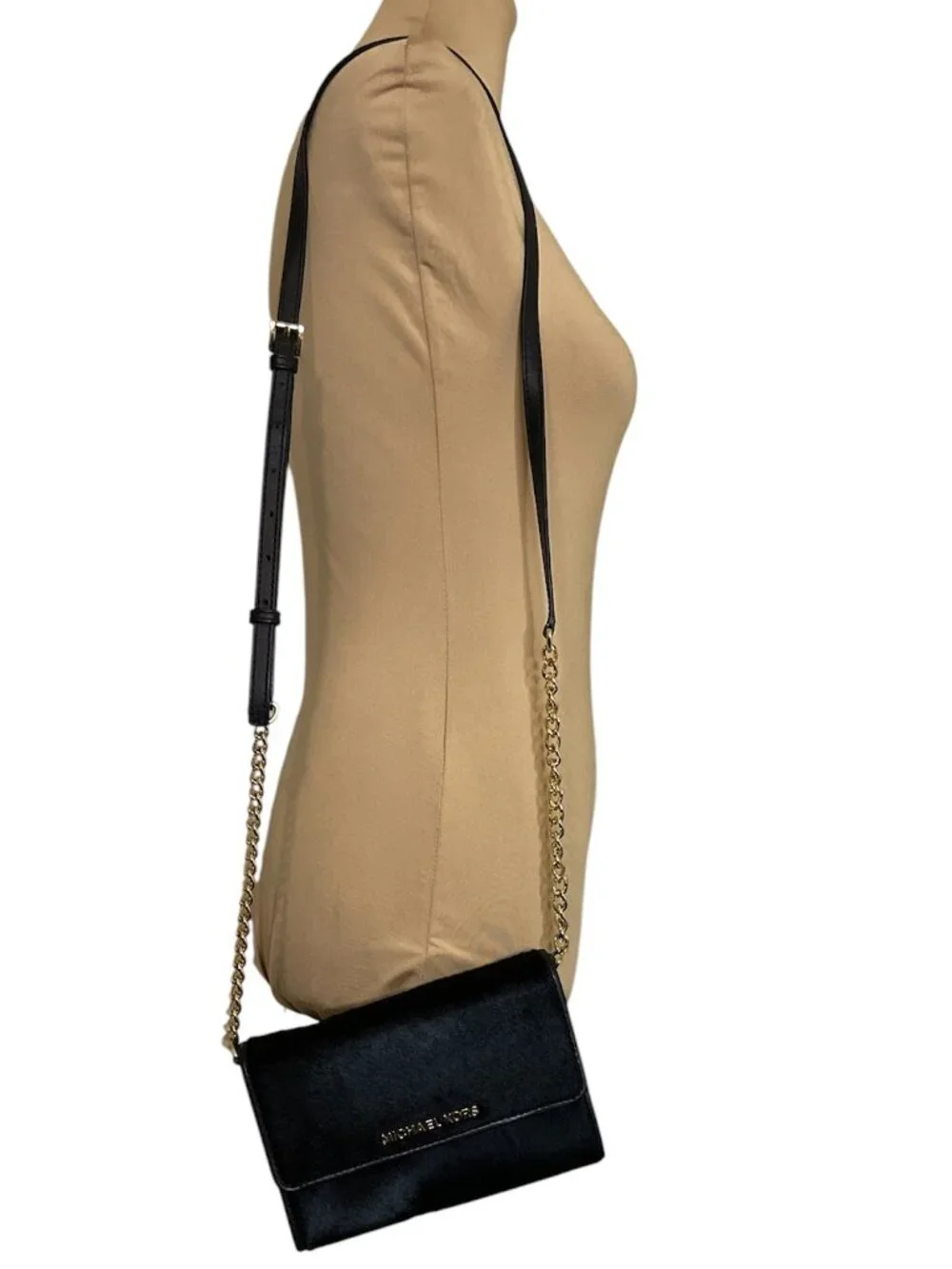 Michael KorsCalf Hair Leather-Trimmed Crossbody Bag